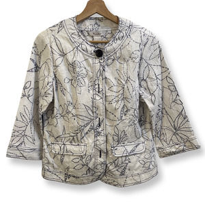 Pre-Owned Tanjay Blue and White Design Blazer Jacket Size 8